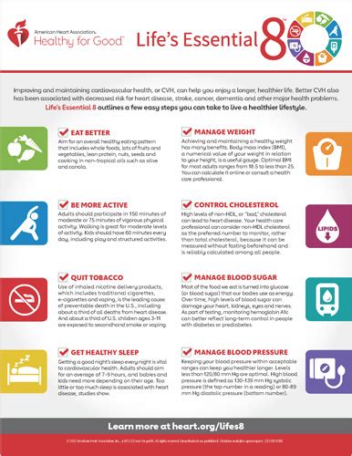 Lifes Essential 8 Fact Sheet American Stroke Association