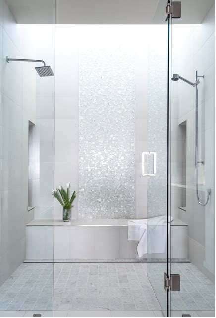 Waterfall Effect With Tile Combo Of Shower And Tub As A Wet Room
