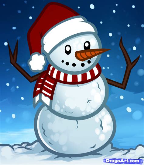 How To Draw A Christmas Snowman Step By Step Christmas