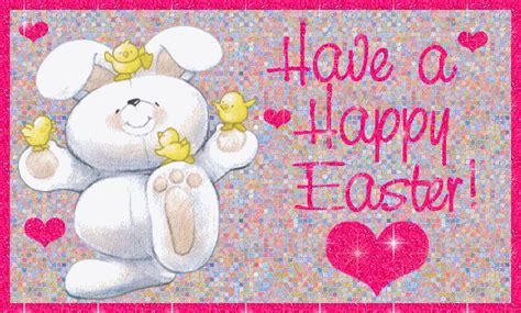 a happy easter card with a white teddy bear holding a gold star in its paws