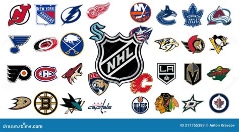 Logo Of All National Hockey League Teams Nhl Team Editorial Stock