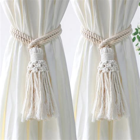Macrame Curtain Tiebacks Boho Rope Curtain Tie Back Decorative Woven
