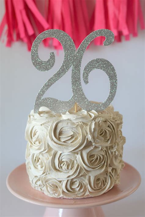 Glitter 26 Twenty Six Cake Pick Topper 26th Anniversary Happy 26th