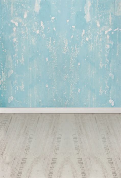 Huayi Art Fabric Blue Wood Wall Wooden Floor Backdrop Photography For