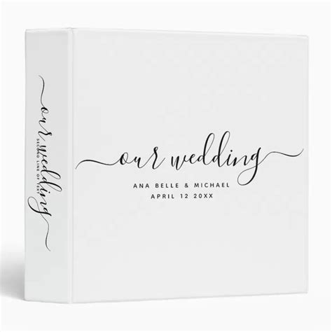 Modern Minimal Elegant Calligraphy Wedding Album 3 Ring Binder Zazzle