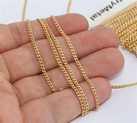 2mm 24k Shiny Gold Curb Chain Soldered Chains Faceted Curb Etsy Australia