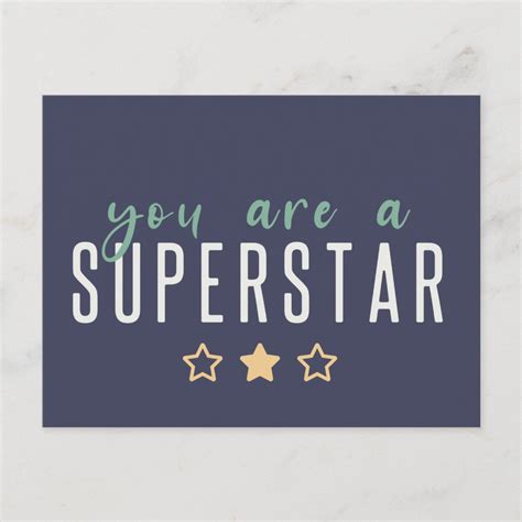 You Are A Superstar Modern Navy Gold Star Hero Postcard Zazzle