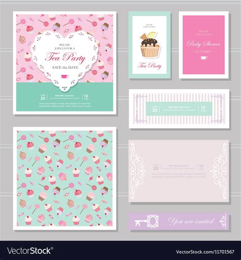 Cute Card Templates Set In Pastel Colors Vector Image