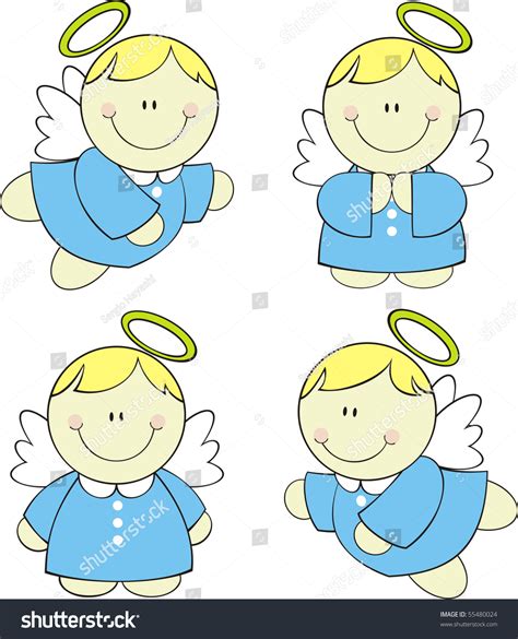Set Of Isolated Cute Little Angels Vector Format Very
