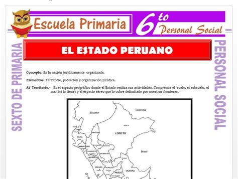 El Estado Peruano Para Sexto De Primaria Escuela Primaria