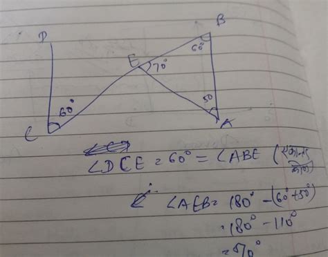 in the given figure ab parallel to cd and angle eab 50° if angle ecd 60° then find angle