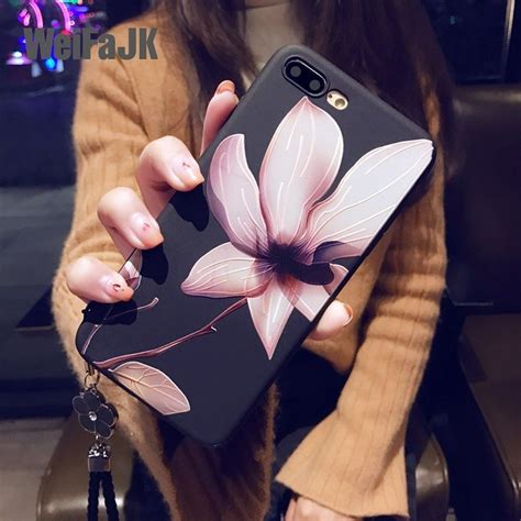 Ucuz Weifajk Çiçek Telefon Kılıfı Için Iphone 6 6 S 7 Artı 8 Artı X Kılıf Silikon Moda Kadın