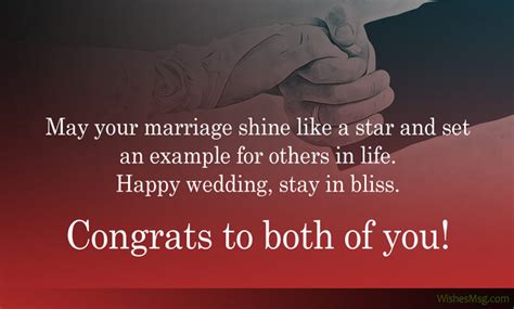 One's wedding day is of course wishing you both all the joy and happiness for your wedding ceremony and for a super happy conjugal life afterward! Wedding Wishes For Friend - Messages and Greetings - WishesMsg
