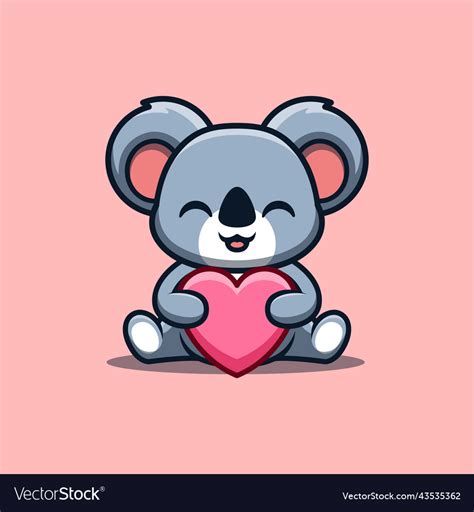 Koala Sitting Love Cute Creative Kawaii Cartoon Vector Image