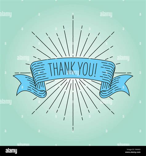 Thank You Banner Ribbon Banner Greeting Card In Vintage Look With