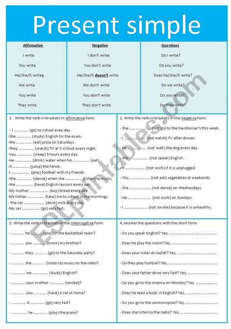 Present Simple Exercises With Explanation Esl Worksheet By Edurne