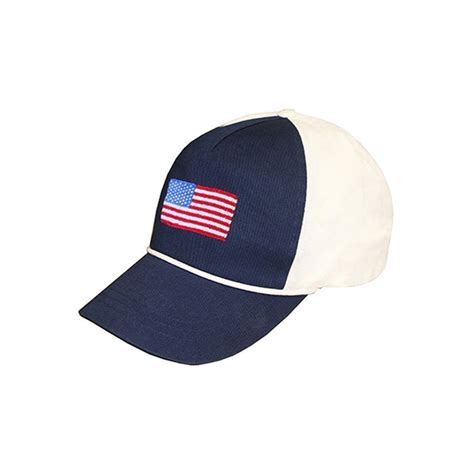 American Flag Rope Snapback Needlepoint Hat In Navy White By Smathers
