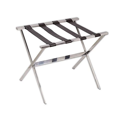 Stainless Steel Luggage Rack With Brown Straps Stainless Steel Frame