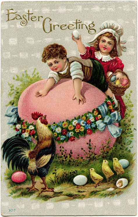 Vintage Easter Postcard Easter Clip Art Old Fashioned Easter Card Fantasy Easter Graphics