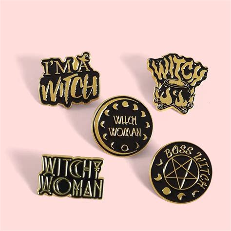 Witch Woman Enamel Pins Custom Black Wizard Divination Brooch Lapel Badge Bag Dark Black Fire