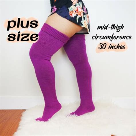 Plus Size Thigh High Socks Plus Size Purple Leg Warmers Sweater Knit
