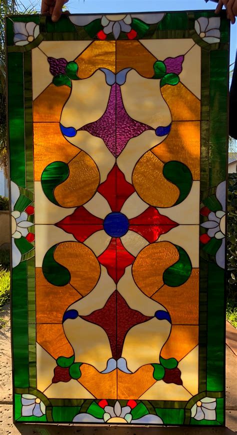 Magnificent Colorful Victorian Leaded Stained Glass Window