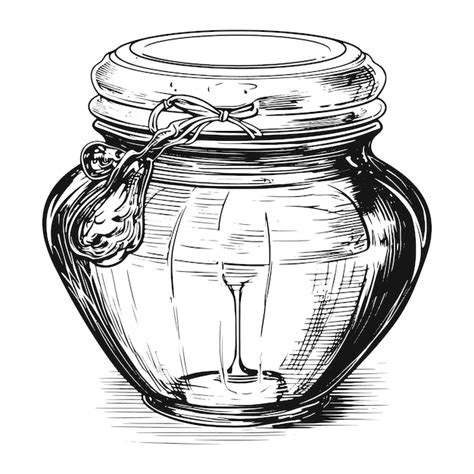 Premium Vector Honey Jar Engraved Style Drawing Vector