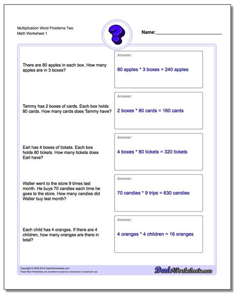 This worksheets combine basic multiplication and division word problems. Multiplication Word Problems