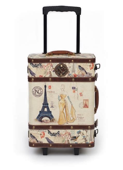 Vintage Inspired Rolling Suitcase Cute Luggage Suitcase