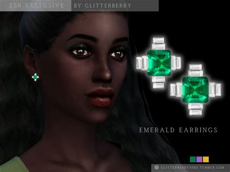Sims 4 — Emerald Earrings By Glitterberryfly — A Gorgeous Quaint