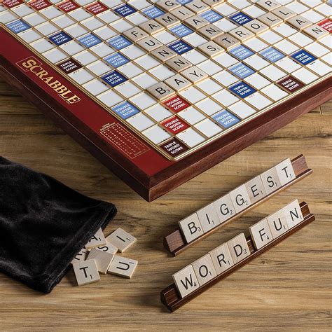Scrabble Giant Deluxe Edition With Rotating Wooden Board