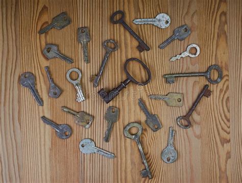 Vintage Keys On A Wooden Table Stock Photo Image Of Keys Black 82822944