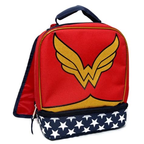 New Wonder Woman Lunch Box W Cape And Two Insulated Compartments Back