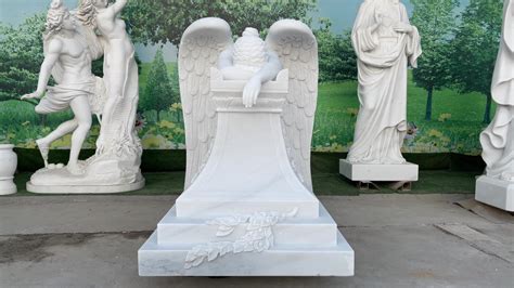 Cemetery Hand Carved White Marble Stone Weeps Angel Headstone For Sale Buy Marble Granite