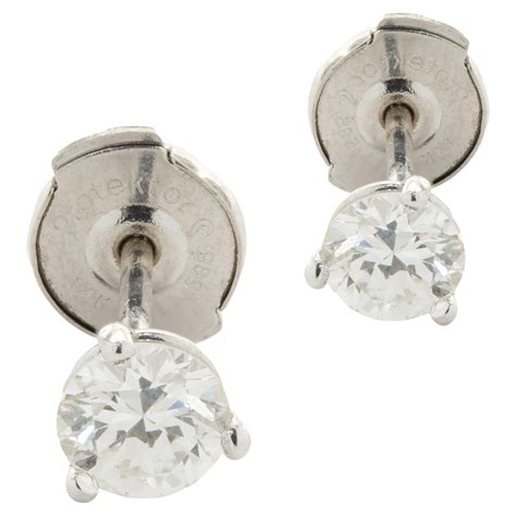 Karat White Gold Round Brilliant Cut Diamond Stud Earrings For Sale