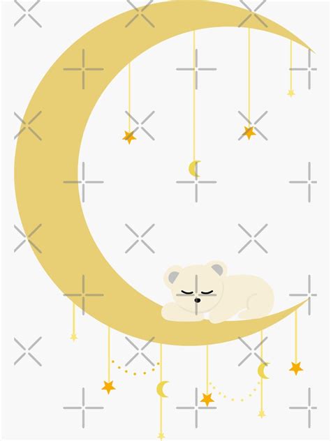 Polar Bear Sleeping On A Crescent Moon Sticker For Sale By Galax C