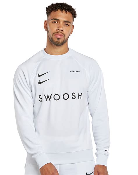 Nike Mens Swoosh Crew Neck Sweatshirt White Life Style Sports Uk