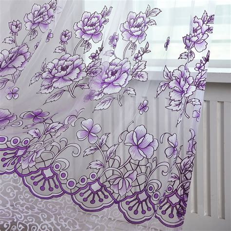Us 39 12 Panel Floral Sheer Voile Window Curtains Drape Tulle Scarf