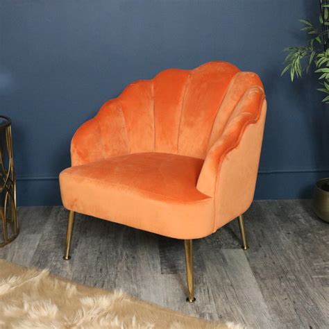Orange Velvet Accent Chair Melody Maison® Orange Accent Chair Velvet Accent Chair Accent