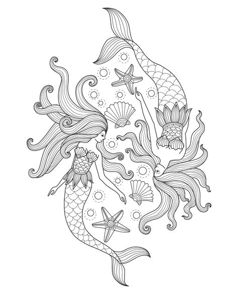 Realistic Mermaid Coloring Pages Sketch Coloring Page