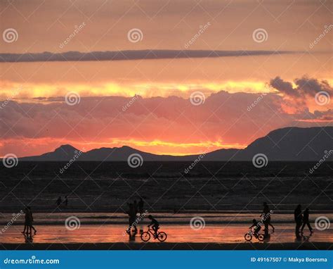 Flaming Sunset Stock Image Image Of Cape Waves Enjoying 49167507