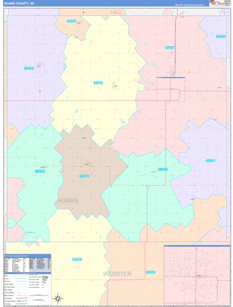 Adams County Ne Wall Map Color Cast Style By Marketmaps Mapsales