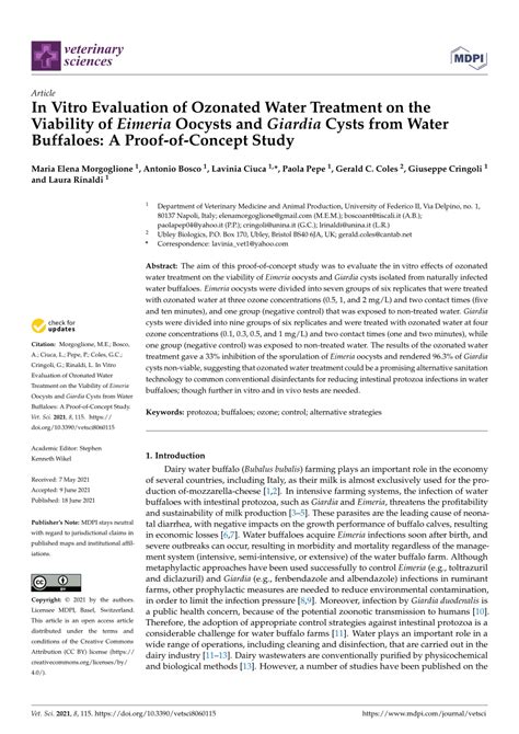 Pdf In Vitro Evaluation Of Ozonated Water Treatment On The Viability