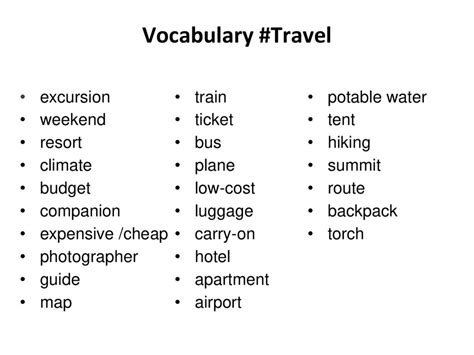 10 English Words Related To Travel With Examples