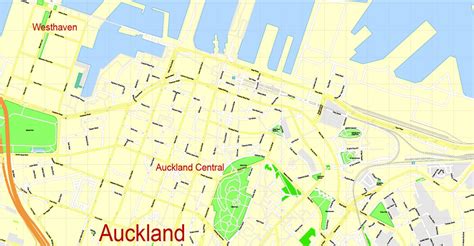 Auckland New Zealand Printable Map Exact Vector Street Map G View