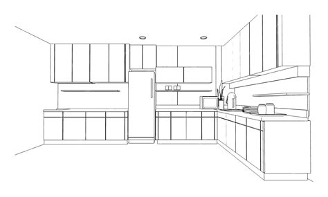 Premium Photo Line Drawing Of Kitchen Room And Pantrymodern Design3d