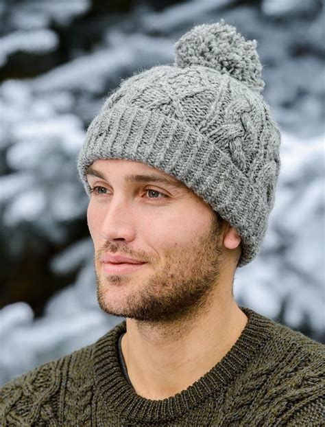 Aran Fleece Lined Rib Cap With Bobble Knitted Hats Knitting Patterns