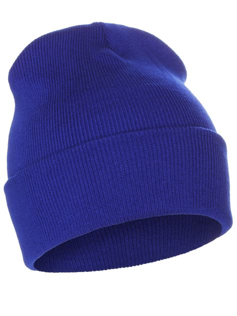 Classic Plain Cuffed Beanie Winter Knit Hat Skully Cap Royal Blue