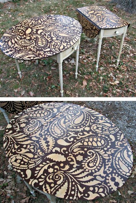 Diy Stenciled Table For Kitchen Decor Paintfurniture Ideas