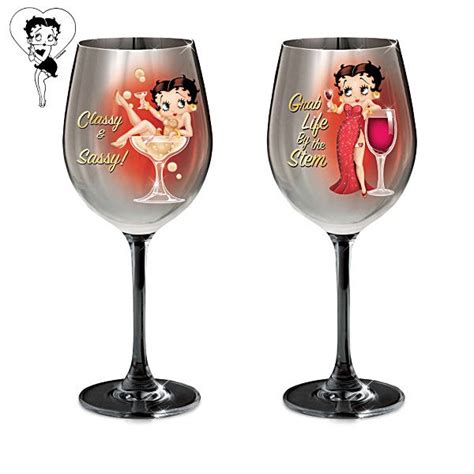 Betty Boop Classy And Sassy Wine Glass Collection Black Betty Boop Betty Boop Art Betty Boop
